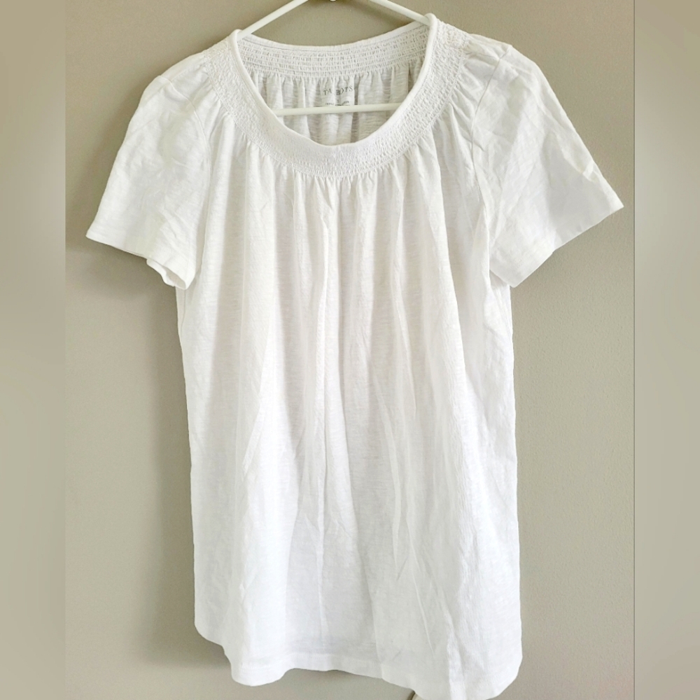 Talbots Women's 100% Cotton White Short Sleeve Women's Top Small